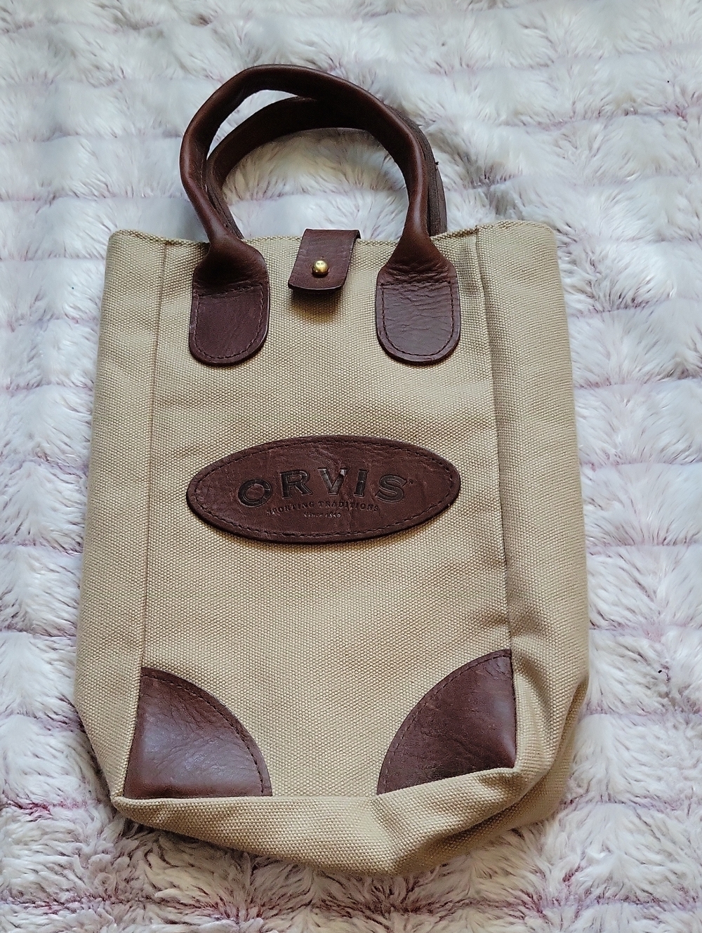 Vintage Orvis Sporting Traditions 2 Bottle Wine Tote Canvas Leather Made USA